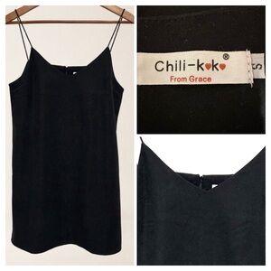 CHILI KOKO From Grace Textured Slip Dress Minimalist 90s Core Black